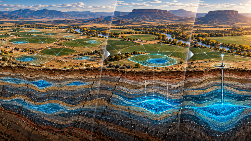 Groundwater exploration narrowing from broad property analysis to a specific drilling target